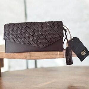 Genuine Leather Woven Brown wallet